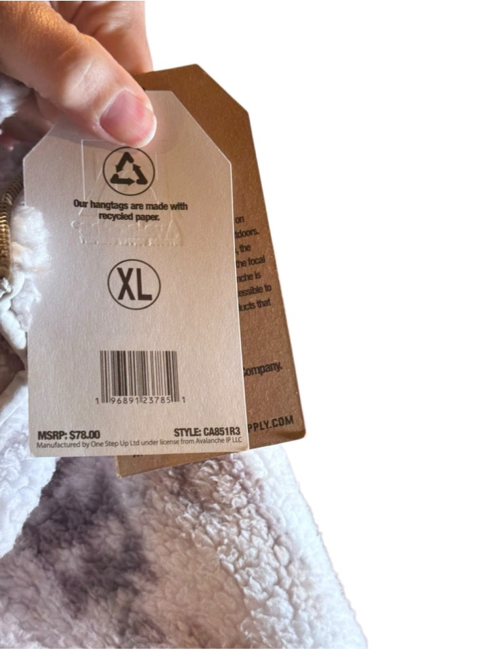 Women's Avalanche Fleece Jacket XL White Gray - Picture 3 of 3